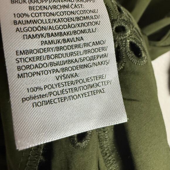 Polo Ralph Lauren Jessica Day Green Cotton Eyelet Drawstring Midi Shirt Dress 14 - Picture 12 of 14